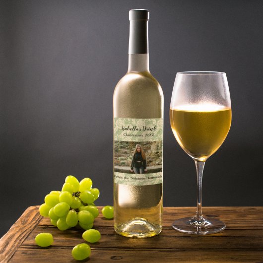 Persoonlijk Groen Foto Landetiket Wijn Wijn Etiket