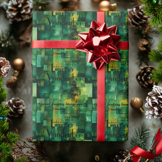 Persoonlijk groen geometrisch abstract cadeaupapie cadeaupapier