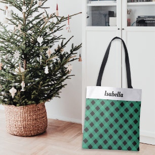Persoonlijk groen geruit Buffalo Check patroon Tote Bag