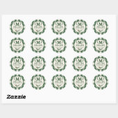 Persoonlijk groen geruit Kerstmonogram Ronde Sticker (Vel)