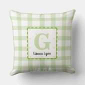 Persoonlijk groen geruit monogram kinderkamer kussen (Achterkant)