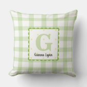 Persoonlijk groen geruit monogram kinderkamer kussen (Voorkant)