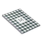 Persoonlijk groen gingham geruit monogram notitieboek (Rechterzijde)