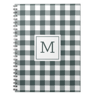 Persoonlijk groen gingham geruit monogram notitieboek