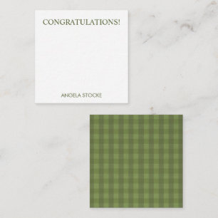 Persoonlijk groen gingham notitiekaartje