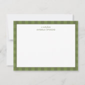 Persoonlijk groen gingham notitiekaartje (Voorkant)