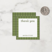 Persoonlijk groen gingham notitiekaartje (Voorkant / Achterkant in situ)