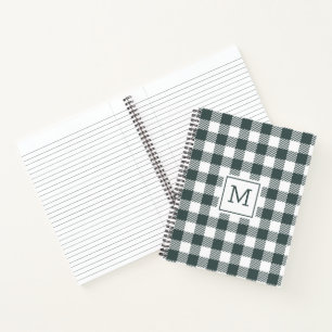 Persoonlijk groen gingham ruitjes monogram notitieboek