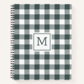 Persoonlijk groen gingham ruitjes monogram notitieboek (Voorkant)