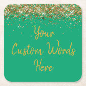 Persoonlijk groen gouden verjaardagsfeest jubileum kartonnen onderzetters (Voorkant)