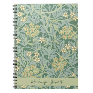 Persoonlijk groen jasmijn bloempatroon notitieboek