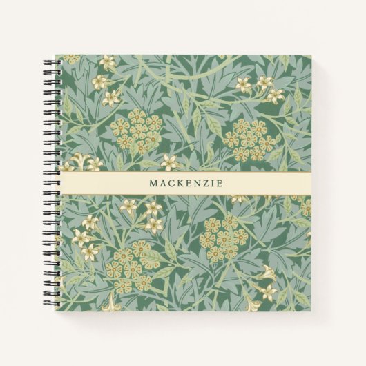 Persoonlijk groen jasmijn bloempatroon notitieboek (Voorkant)