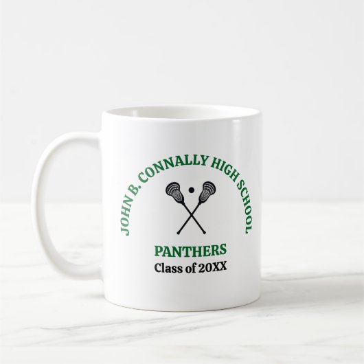 Persoonlijk Groen Lacrosse Team Middelbare School Koffiemok (Links)