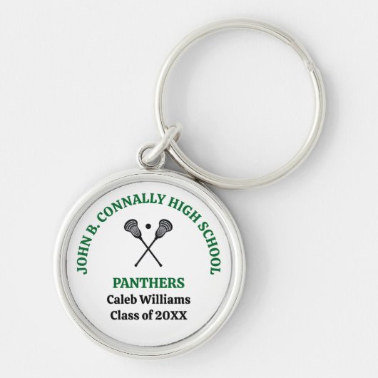 Persoonlijk Groen Lacrosse-team Middelbare School Sleutelhanger (Voorkant)