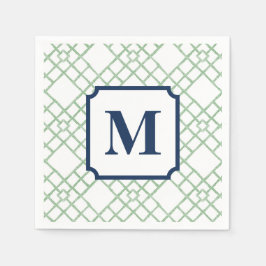 Persoonlijk groen lattice-monogram servet