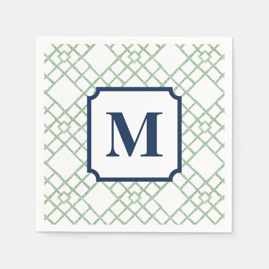 Persoonlijk groen lattice-monogram servet (Voorkant)