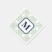 Persoonlijk groen lattice-monogram servet (Hoek)