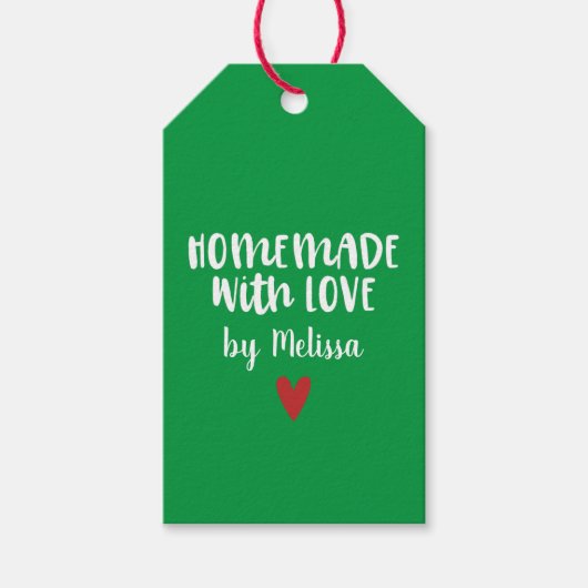 Persoonlijk Groen Met Liefde Gemaakt Hart Cadeaulabel (Voorkant)