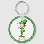 Persoonlijk Groen met Polka Dots Leprechaun Sleutelhanger (Voorkant)