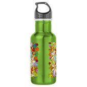 Persoonlijk groen modern bloempatroon waterfles (Achterkant)