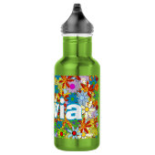 Persoonlijk groen modern bloempatroon waterfles (Rechts)