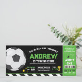 Persoonlijk Groen modern Voetbal Ticket Verjaardag Kaart (Staand voorkant)