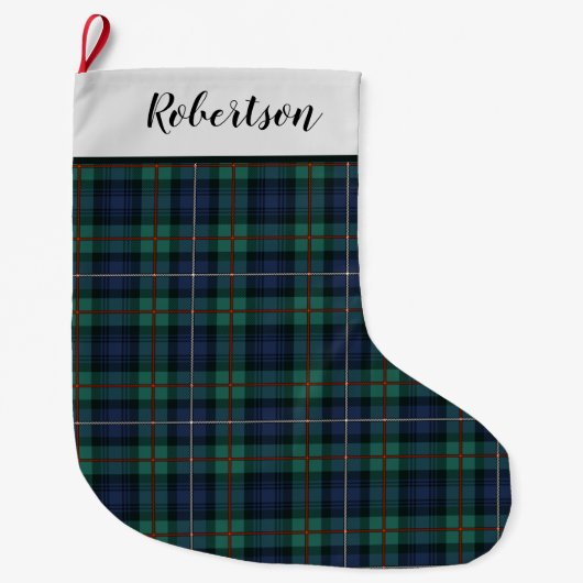 Persoonlijk Groen Paars Robertson Tartan Grote Kerstsok (Voorkant)