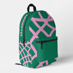 Persoonlijk groen/roze leuk patroon bedrukte rugzak