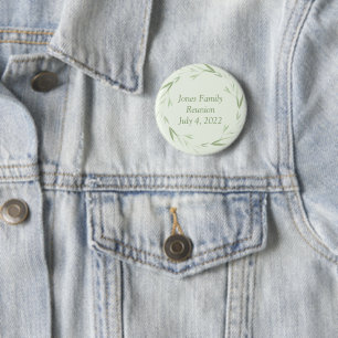 Persoonlijk groen thema familiereünie ronde button 5,7 cm