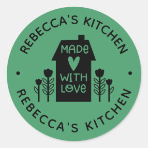 Persoonlijk groen Thuisgemaakt met liefde Ronde Sticker