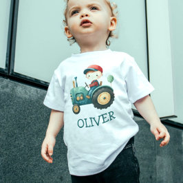 Persoonlijk groen tractor t-shirt voor jongens