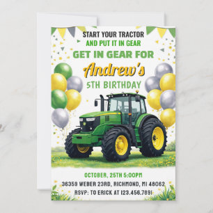 Persoonlijk groen tractor verjaardagsfeestje kaart