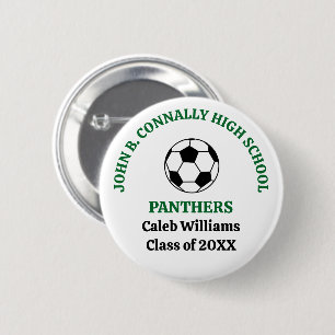 Persoonlijk Groen Voetbalteam Middelbare School Ronde Button 5,7 Cm