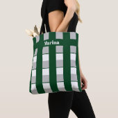 Persoonlijk groen & wit & grijs gestreept tote bag (Dichtbij)