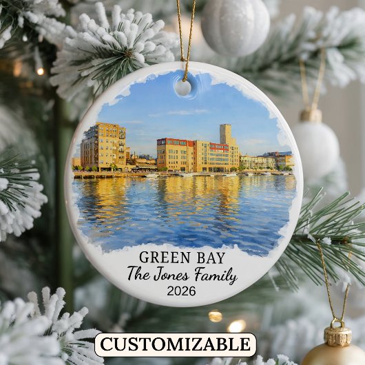 Persoonlijk Groene Baai Ornament, Aangepaste Wisco Keramisch Ornament