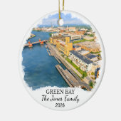 Persoonlijk Groene Baai Ornament, Aangepaste Wisco Keramisch Ornament (Links)