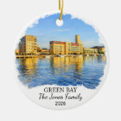 Persoonlijk Groene Baai Ornament, Aangepaste Wisco Keramisch Ornament (Voorkant)