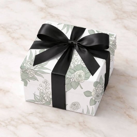 Persoonlijk groene eucalyptus-huwelijk inpakpapier vel