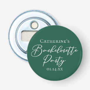 Persoonlijk groene vrijgezellenfeest voor de bruid button flesopener