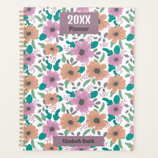 Persoonlijk groot helder bloemenpatroon 20XX Planner (Voorkant)