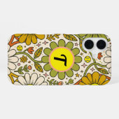 Persoonlijk Groovy Bloem Tennis Monogram iPhone 16 Hoesje (Achterkant horizontaal)