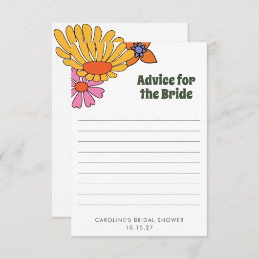 Persoonlijk groovy bloemadvies voor de bruid advieskaart (Voorkant / Achterkant)