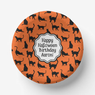 Persoonlijk Halloween-feest Oranje Zwarte Kat  Papieren Kommen