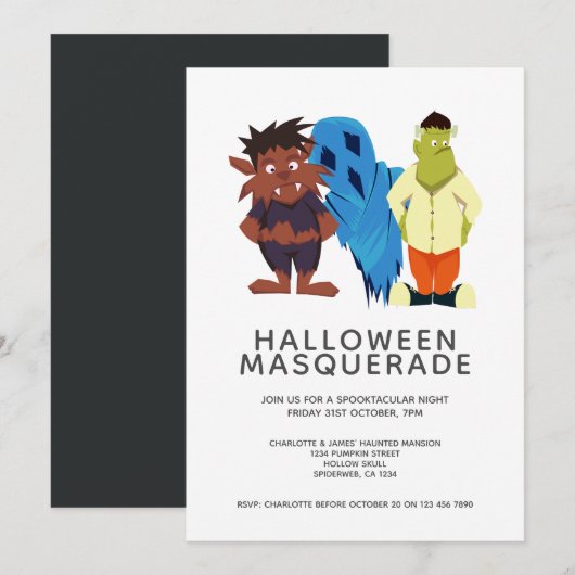 Persoonlijk Halloween Maskerade Feest Kaart (Voorkant / Achterkant)
