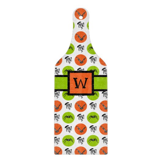 Persoonlijk Halloween-patroon Aangepaste Monogram Snijplank (Voorkant)