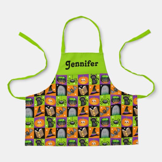Persoonlijk Halloween schort voor kinderen (Voorkant)