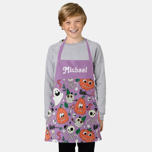 Persoonlijk Halloween-schort voor kinderen Schort (Gedragen)