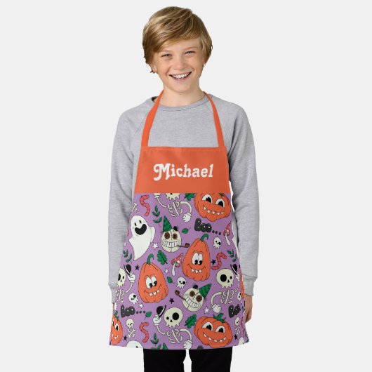 Persoonlijk Halloween-schort voor kinderen Schort (Gedragen)