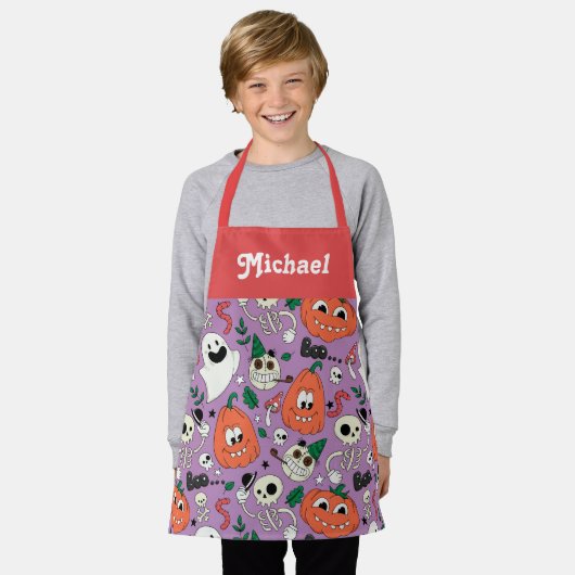 Persoonlijk Halloween-schort voor kinderen Schort (Gedragen)