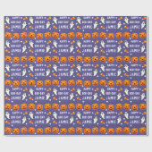 Persoonlijk Halloween-verjaardagsinpakpapier Cadeaupapier (Vlak)